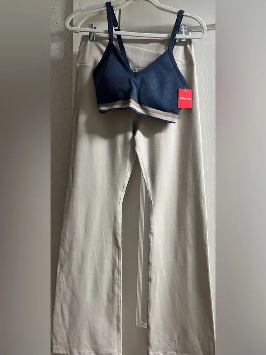 3 pc set SPANX Sports Bra, Beige Calvin Klein pants & Hot Pink Adidas shoes - Picture 2 of 5